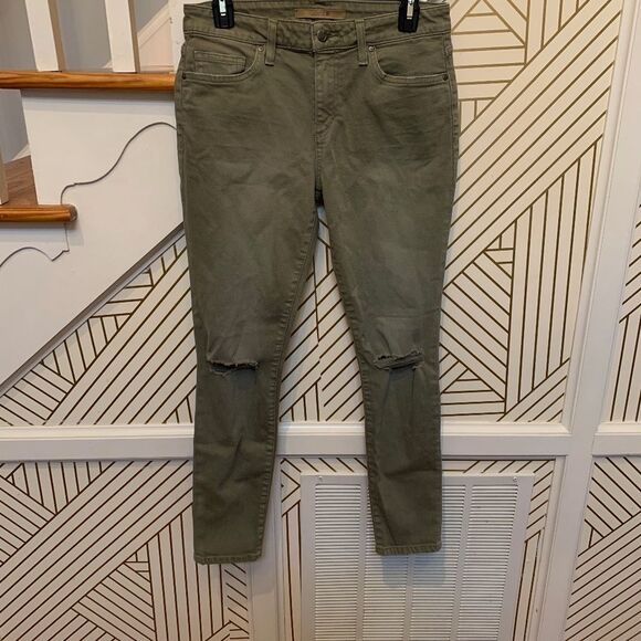 Joe's Jeans Military Green Knee Holes Skinny Ankle - Picture 2 of 10